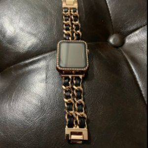 NEW Bling Gold/Black Apple Watch Band with Case